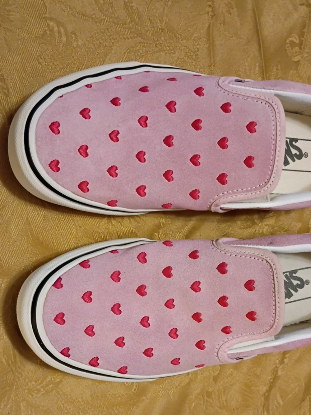 VANS Slip-On Pink Leather Suede with Red Hearts Women's 8.0 Men's 6.5 - Picture 6 of 15